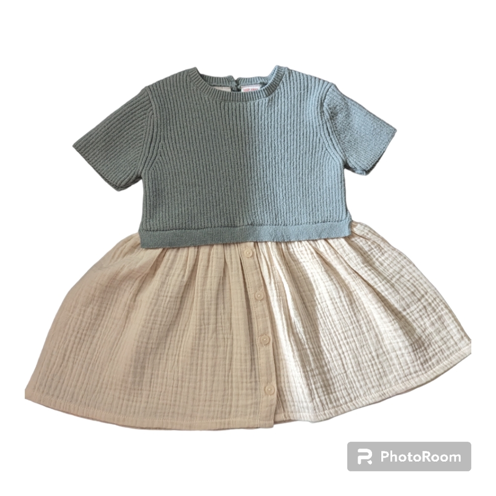 Zara Mixed Media Toddler Dress 12-18m NWT - Picture 1 of 3